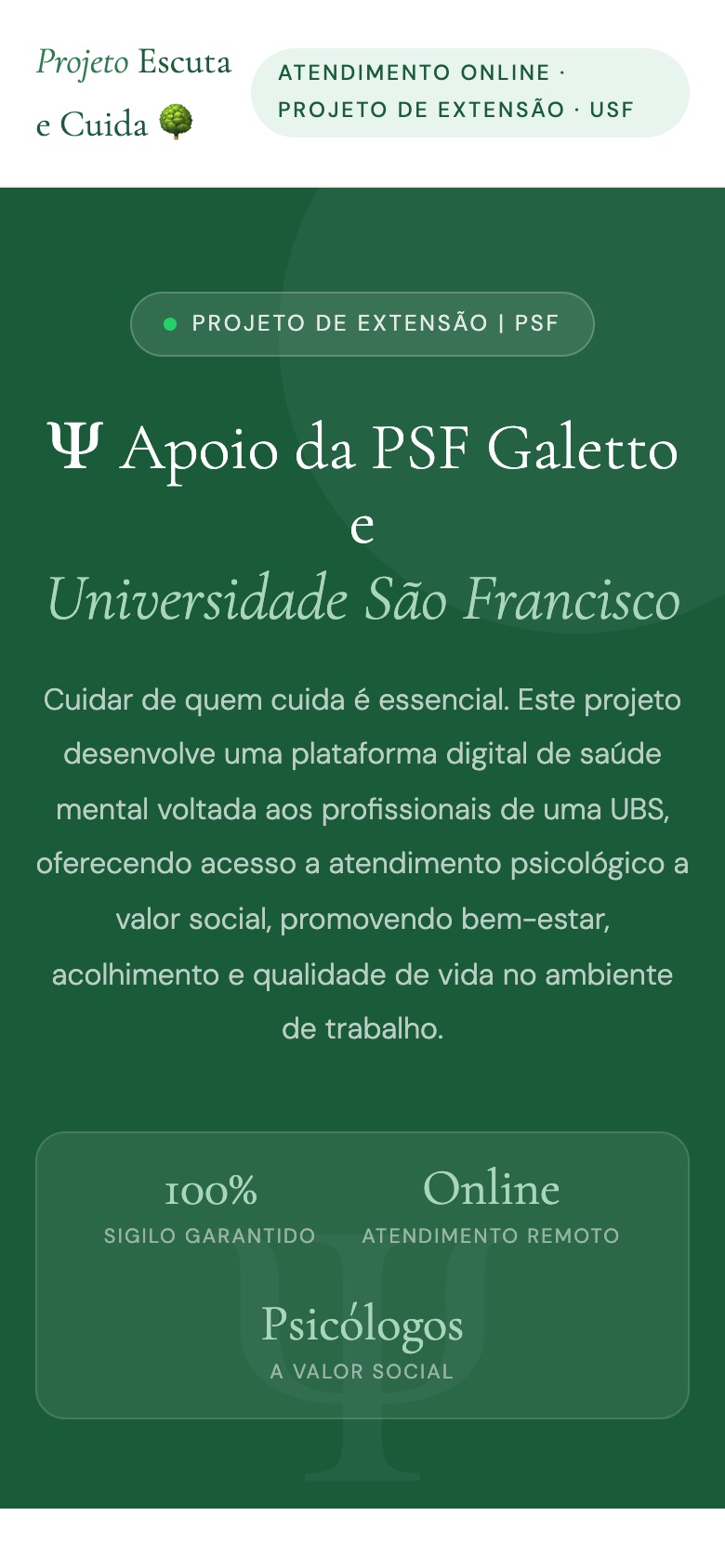 Topo da plataforma no celular